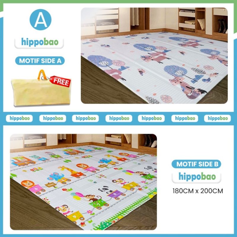 HIPPOBAO Playmate Baby Matras Foam - Karpét Anak Bayi Motif Rubah (180x200cm, 8mm)