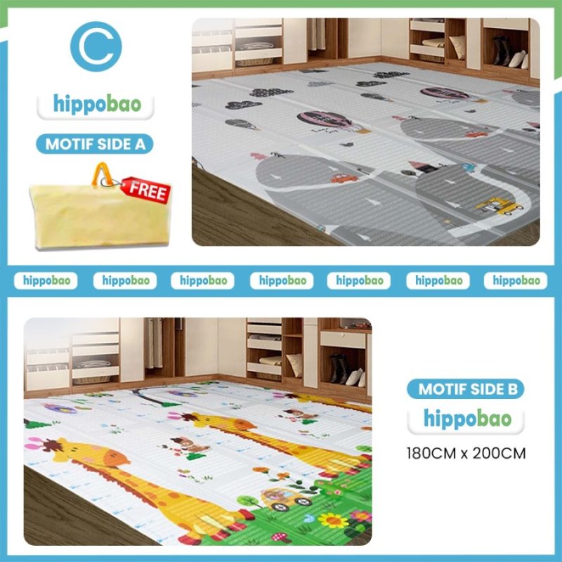 HIPPOBAO Playmate Baby Matras Foam - Karpét Anak Bayi Motif Rubah (180x200cm, 8mm)