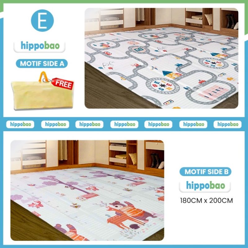 HIPPOBAO Playmate Baby Matras Foam - Karpét Anak Bayi Motif Rubah (180x200cm, 8mm)