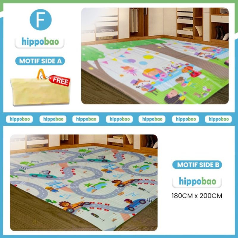 HIPPOBAO Playmate Baby Matras Foam - Karpét Anak Bayi Motif Rubah (180x200cm, 8mm)