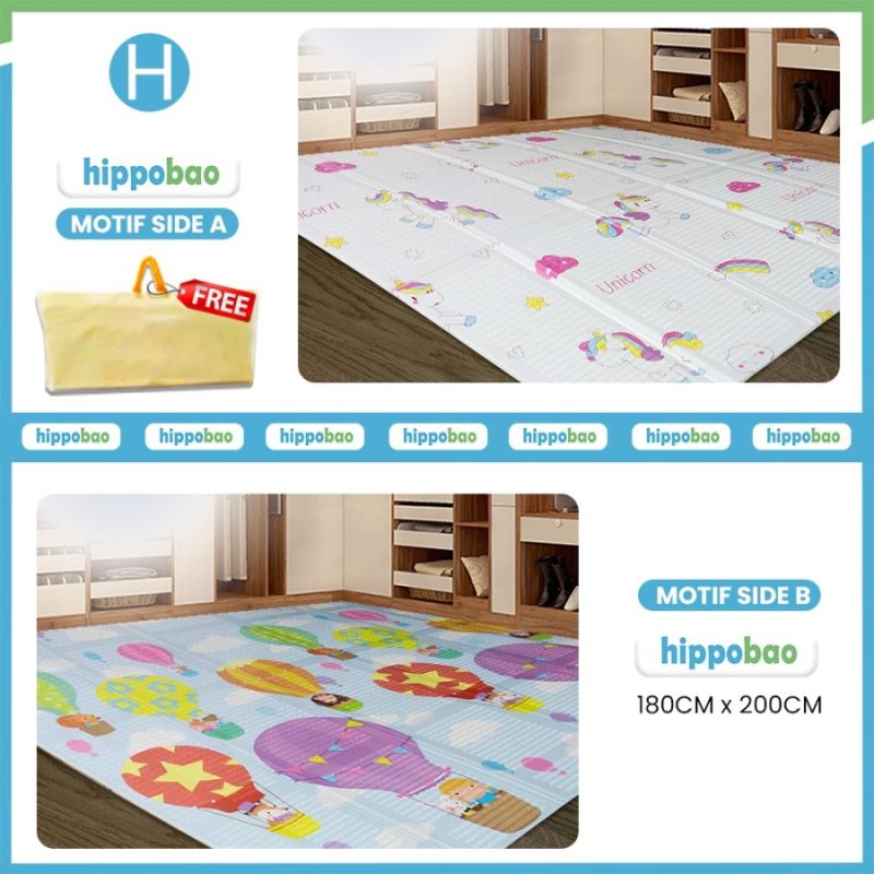HIPPOBAO Playmate Baby Matras Foam - Karpét Anak Bayi Motif Rubah (180x200cm, 8mm)