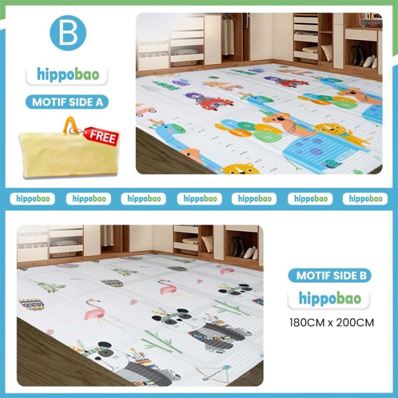 HIPPOBAO Playmate Baby Matras Foam - Karpét Anak Bayi Motif Rubah (180x200cm, 8mm)