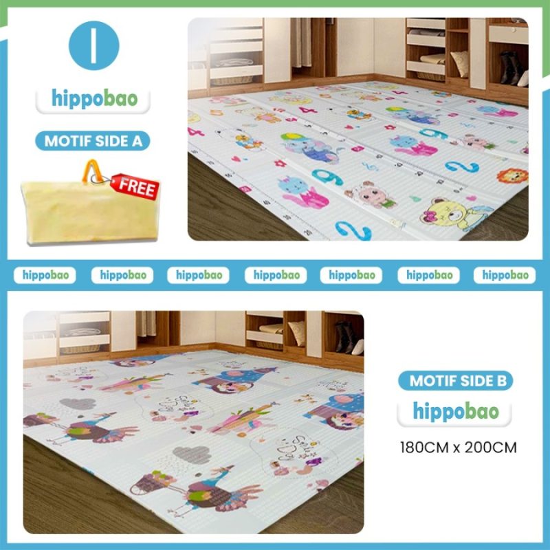 HIPPOBAO Playmate Baby Matras Foam - Karpét Anak Bayi Motif Rubah (180x200cm, 8mm)