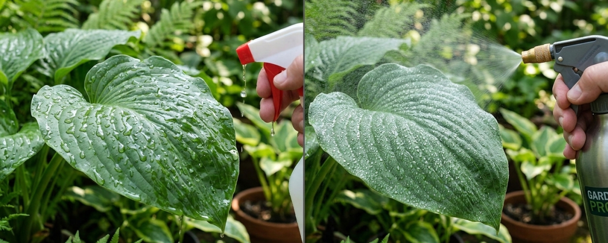 perbandingan sprayer tanaman biasa dan sprayer berkualitas dengan hasil semprotan berbeda