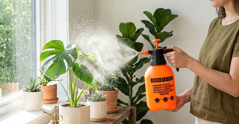 sprayer tanaman premium digunakan untuk menyiram tanaman indoor di rumah